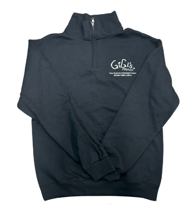 GiGi's Branded Black Quarter Zip Crewneck